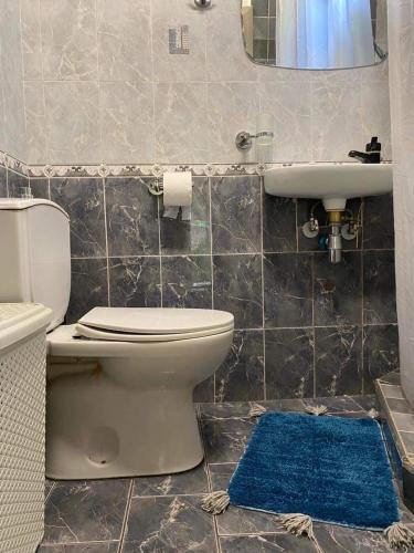 a bathroom with a toilet and a sink at Maria’s house in Sykia Chalkidikis