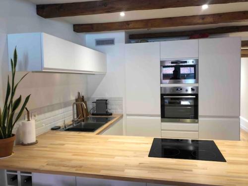 Virtuvė arba virtuvėlė apgyvendinimo įstaigoje Situation exceptionnelle entre lac et rue piétonne