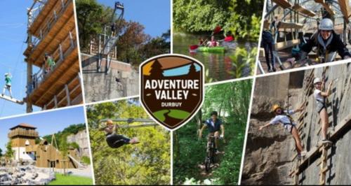 een collage van beelden van mensen die op een mountainbike rijden bij Villa VALY 4 adultes et 2 enfants in Durbuy