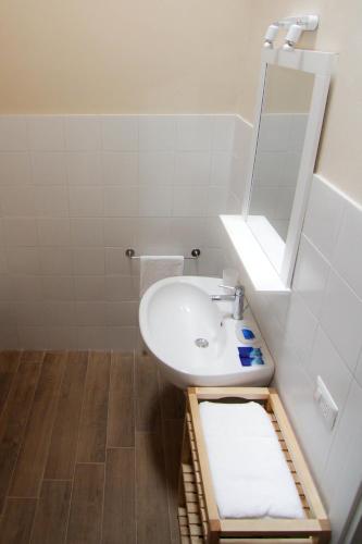 a bathroom with a sink and a mirror at Agriturismo Cascina della Fontana in Lodi