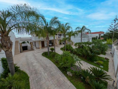 an aerial view of a house with palm trees and a driveway at Villa Silvana in Lecce