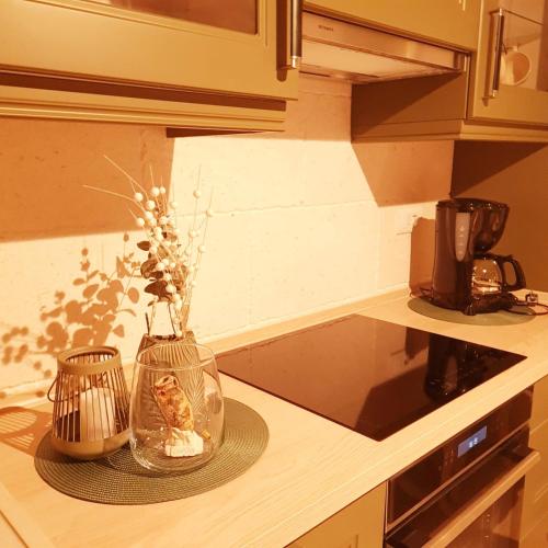 Dapur atau dapur kecil di Sea view Luxury Apart Hotel Villa Conte with swiming pool and romantic SPA