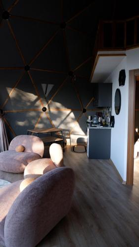 ein Wohnzimmer mit 4 Sofas in einem Zimmer in der Unterkunft Bogina Dome & Suite - Çamlıhemşin in Çamlıhemşin