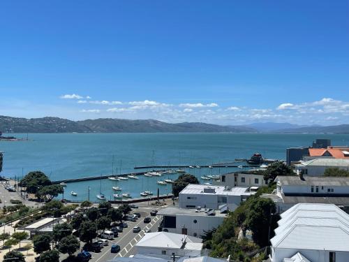 a view of a harbor with boats in the water at Bay Plaza Hotel in Wellington
