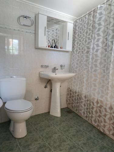 Paxos Dream House في Vlachopoulátika: حمام مع مرحاض ومغسلة