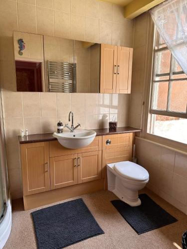 a bathroom with a sink and a toilet at Green Dragon LUDLOW in Ludlow