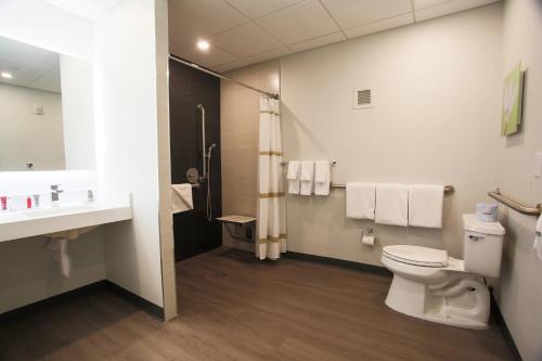 a bathroom with a toilet and a sink at Miami Marriott Dadeland in Miami