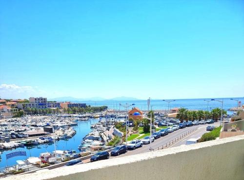 a marina with a bunch of boats in the water at Superbe appartement avec vue mer et terrasse in Sausset-les-Pins