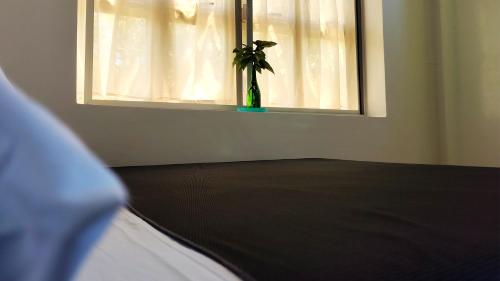 a room with a table and a window with a plant at Balai ni Meno in Butuan