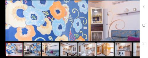a collage of pictures of a living room with a mural at Apartamento Maite Jiménez in Alhaurín el Grande