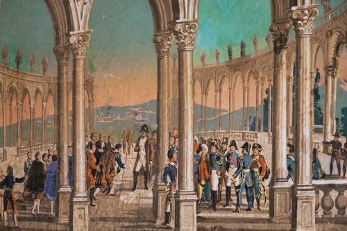 a painting of a group of people in a building at Delcorto Suites in Montepulciano