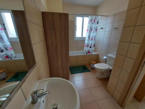 a bathroom with a sink and a toilet and a shower at Pyla Palms Resorts A2 102 in Pyla