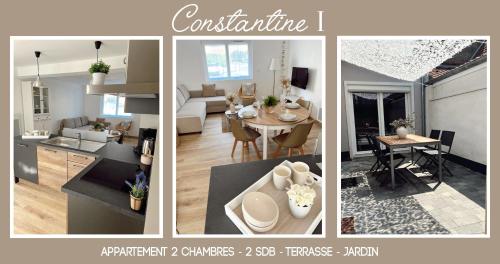 un collage de photos d'une cuisine et d'un salon dans l'établissement Mes Vacances à Berck, à Berck-sur-Mer