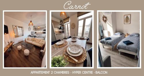 un collage de photos d'un salon et d'un salon dans l'établissement Mes Vacances à Berck, à Berck-sur-Mer