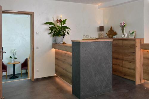a room with a counter with a potted plant at Hotel zur Post 3 Sterne superior in Altenahr