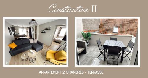 deux photos d'un salon et d'une salle à manger dans l'établissement Mes Vacances à Berck, à Berck-sur-Mer