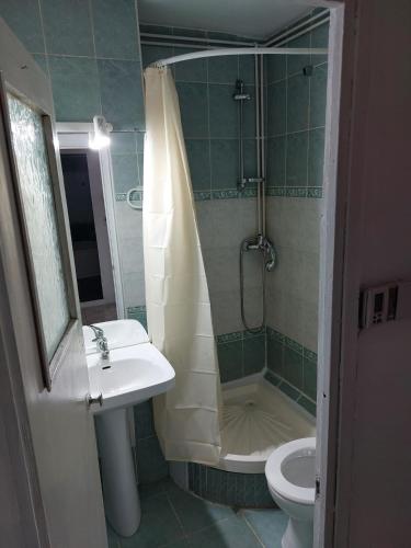クルジュ・ナポカにあるApartamentのバスルーム(シンク、シャワー、トイレ付)