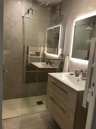 Cozy 1 bedroom apartment Antibes Juan-les-Pins - walk to beaches, restaurants, old townにあるバスルーム