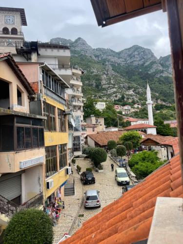 a view of a street in a town with buildings at --HOTEL DEAL-- Rooms With Castle View in Krujë