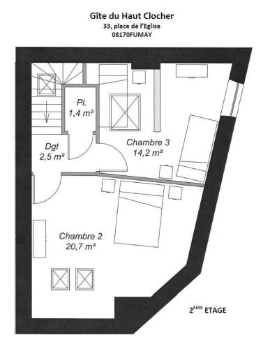 a drawing of a floor plan of a house at Le haut clocher in Fumay