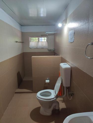 a small bathroom with a toilet and a sink at Akkara Homestay in Kottayam