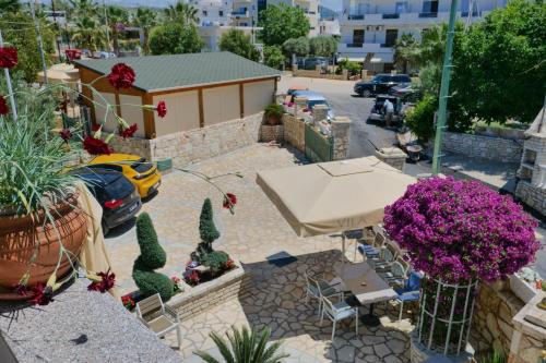 an overhead view of a patio with plants and flowers at Vila Vasili in Ksamil