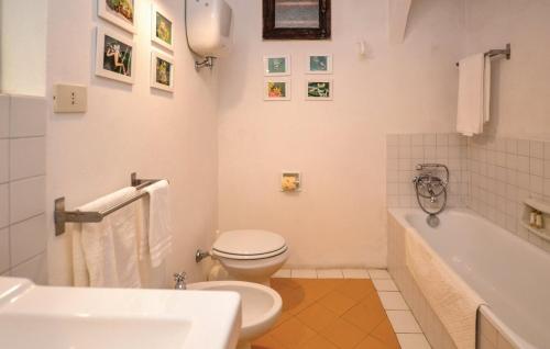 a bathroom with a toilet and a tub and a sink at Castello del Calcione in Lucignano