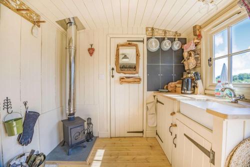 Η κουζίνα ή μικρή κουζίνα στο Littlestock Shepherds Hut