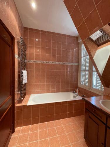 un bagno con vasca e lavandino di Château de Praslins a Nogent-sur-Vernisson