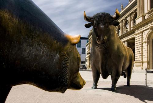 a statue of a bull standing in front of a building at Holiday Inn Express Frankfurt Messe by IHG in Frankfurt/Main