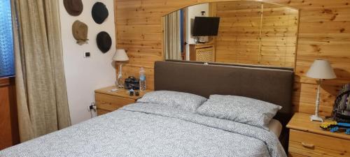 a bedroom with a bed and a mirror at Casa DANIEL in Castel di Sangro
