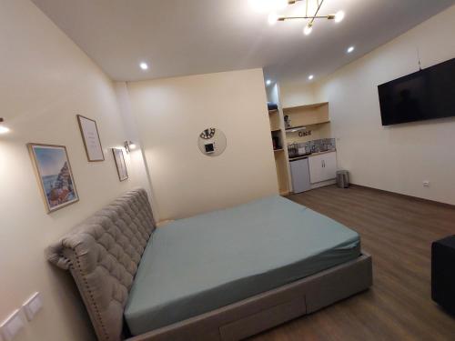 Cette chambre dispose d'un canapé et d'une télévision à écran plat. dans l'établissement Epernay Capital de Champagne, à Épernay