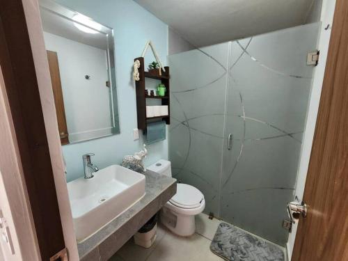 Koupelna v ubytování Depa nuevo en el corazón de GDL con seguridad y alberca