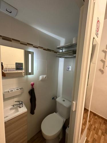 une petite salle de bain avec toilettes et lavabo dans l'établissement Casa Sur H1, à Cordoue