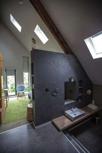 a bathroom with a sink in a attic at Erfgoed Bossem in Lattrop
