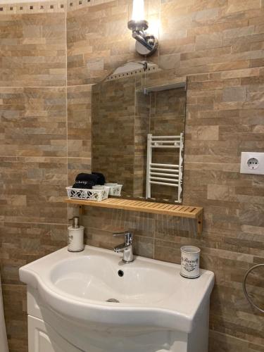 un bagno con lavandino e specchio di Historical Center Residence - Old Town Sibiu a Sibiu