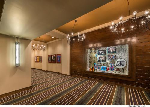 a lobby with a large painting on the wall at Golden Nugget Lake Tahoe in Stateline