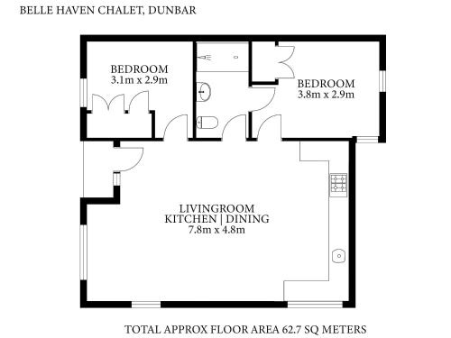 a plan of a floor plan of a house at Belle Haven Chalet. in Dunbar