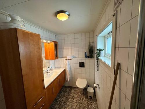 a bathroom with a sink and a toilet at Enesi holiday house 