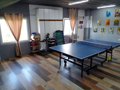 a room with a ping pong table in it at Apartman Maksimović Banja Luka in Česma
