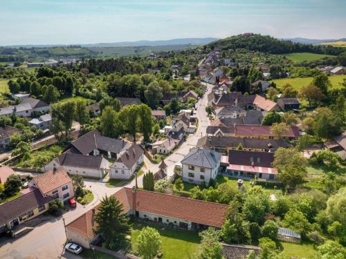 an aerial view of a small town with houses at Holiday Home Kojetice na Moravě by Interhome in Kojetice