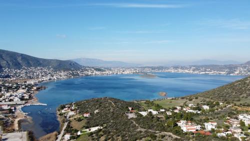 an aerial view of a city and a lake at Endless Seaview in Porto Rafti