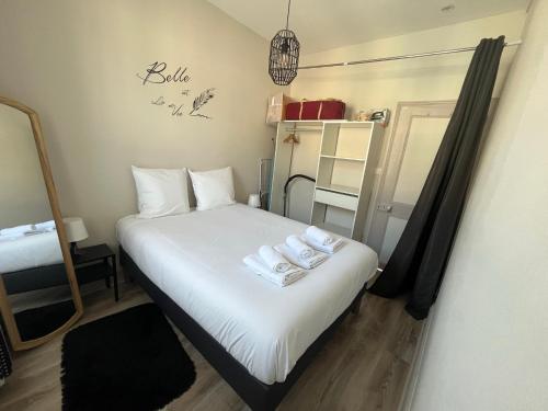 Postel nebo postele na pokoji v ubytování Le Gambetta, Bel appartement lumineux en plein centre-ville à Fourchambault