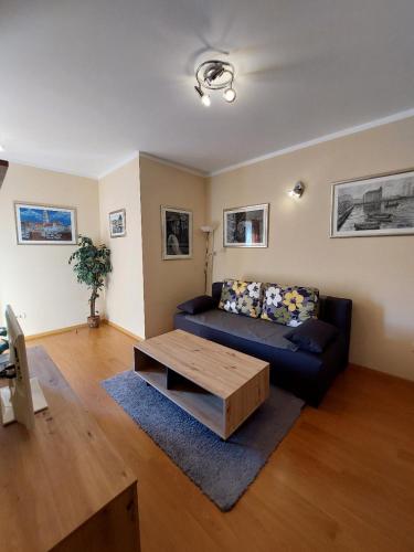 salon z kanapą i stolikiem kawowym w obiekcie Apartments Maris w mieście Vranjic