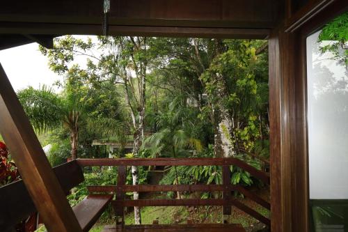 a view of a forest from a balcony at Casas Temporada Aldeia Niura Opy in Florianópolis