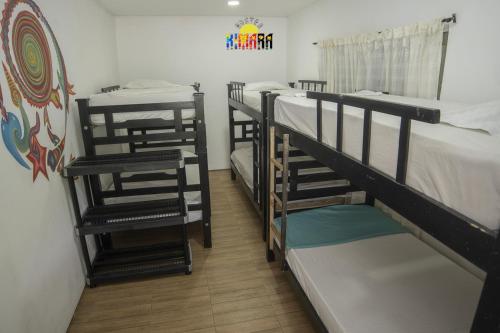 a group of bunk beds in a room at Kimara Tayrona Hostel in El Zaino