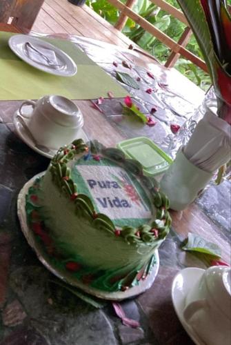 a green cake sitting on top of a table at GreenPoint Drake Bay in Drake