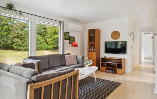a living room with a couch and a tv at 3 Bedroom Amazing Home In Børkop in Børkop