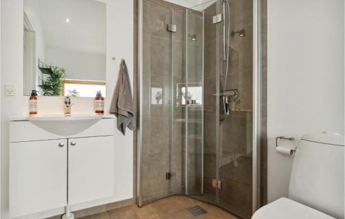 a bathroom with a shower and a sink at Awesome Home In Stubbekbing With Kitchen in Stubbekøbing