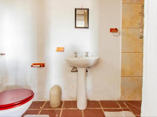 a bathroom with a sink and a toilet at Wiggins Self Catering in Jacobs Bay